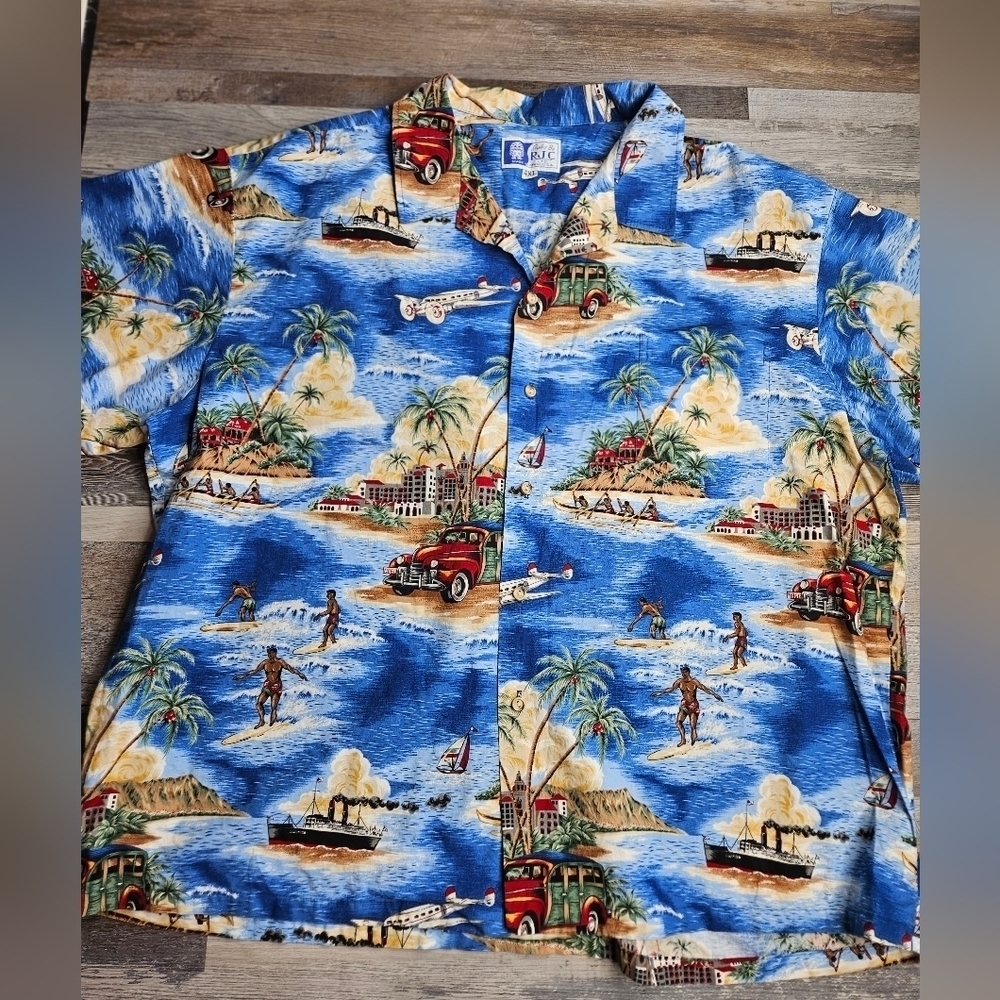 RJC Made in Hawaii Men's 4XL Tropical Button Down Shirt Surfers